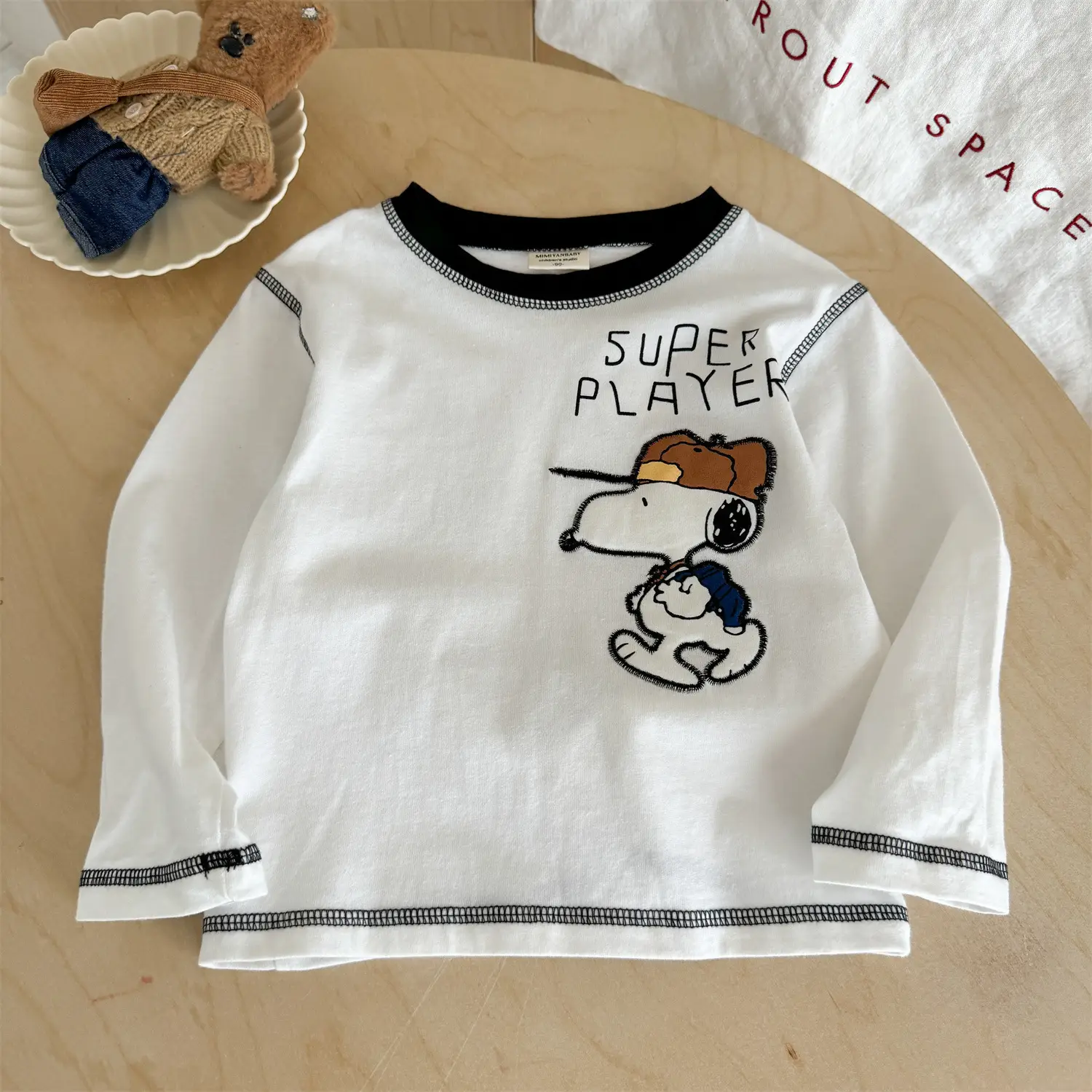 Japanese Cartoon Embroidered Boys T-Shirt White Long Sleeve — feature 11