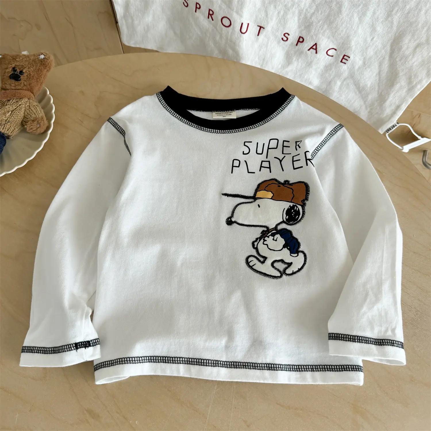 Japanese Cartoon Embroidered Boys T-Shirt White Long Sleeve — feature 8