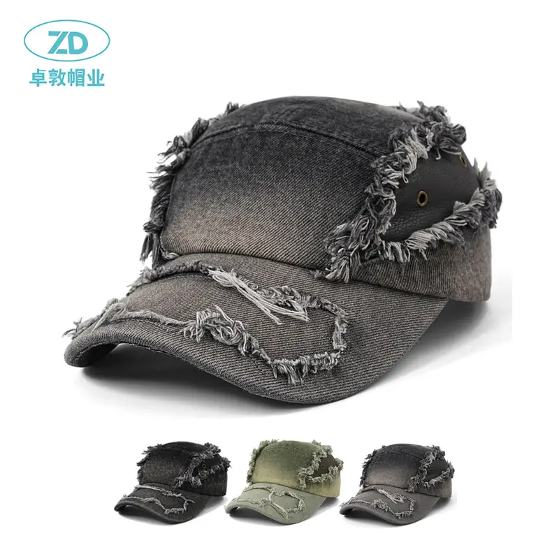 Denim Ripped Raw Edge Baseball Cap Men's Outdoor - Image 4