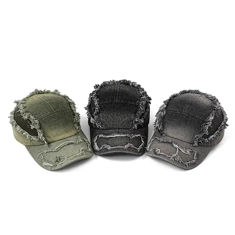 Denim Ripped Raw Edge Baseball Cap Men's Outdoor - Image 8