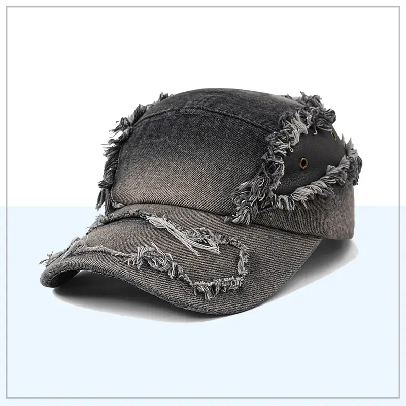 Denim Ripped Raw Edge Baseball Cap Men's Outdoor - Image 2