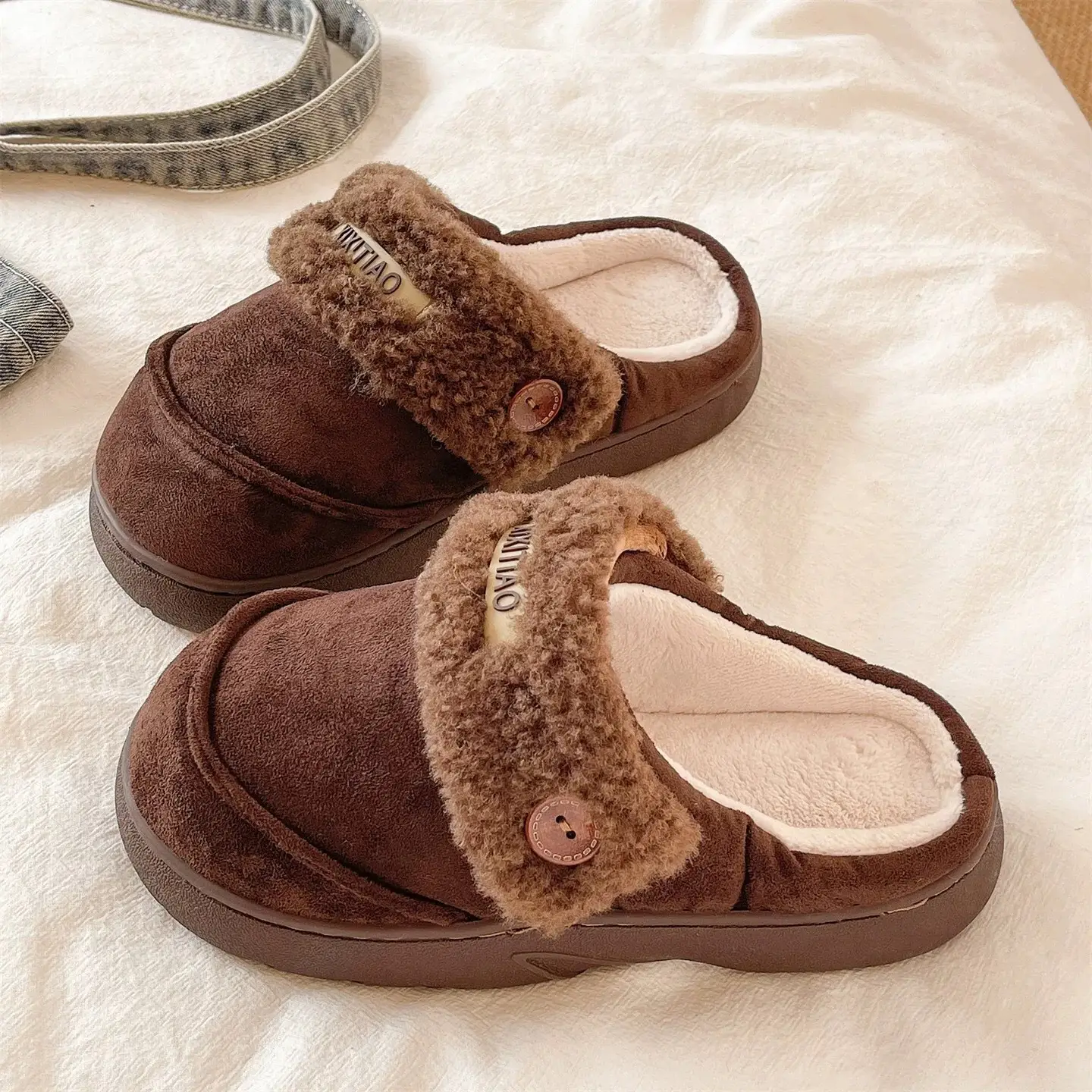 Women Winter Furry Slippers Brown Cross-Border - Image 5