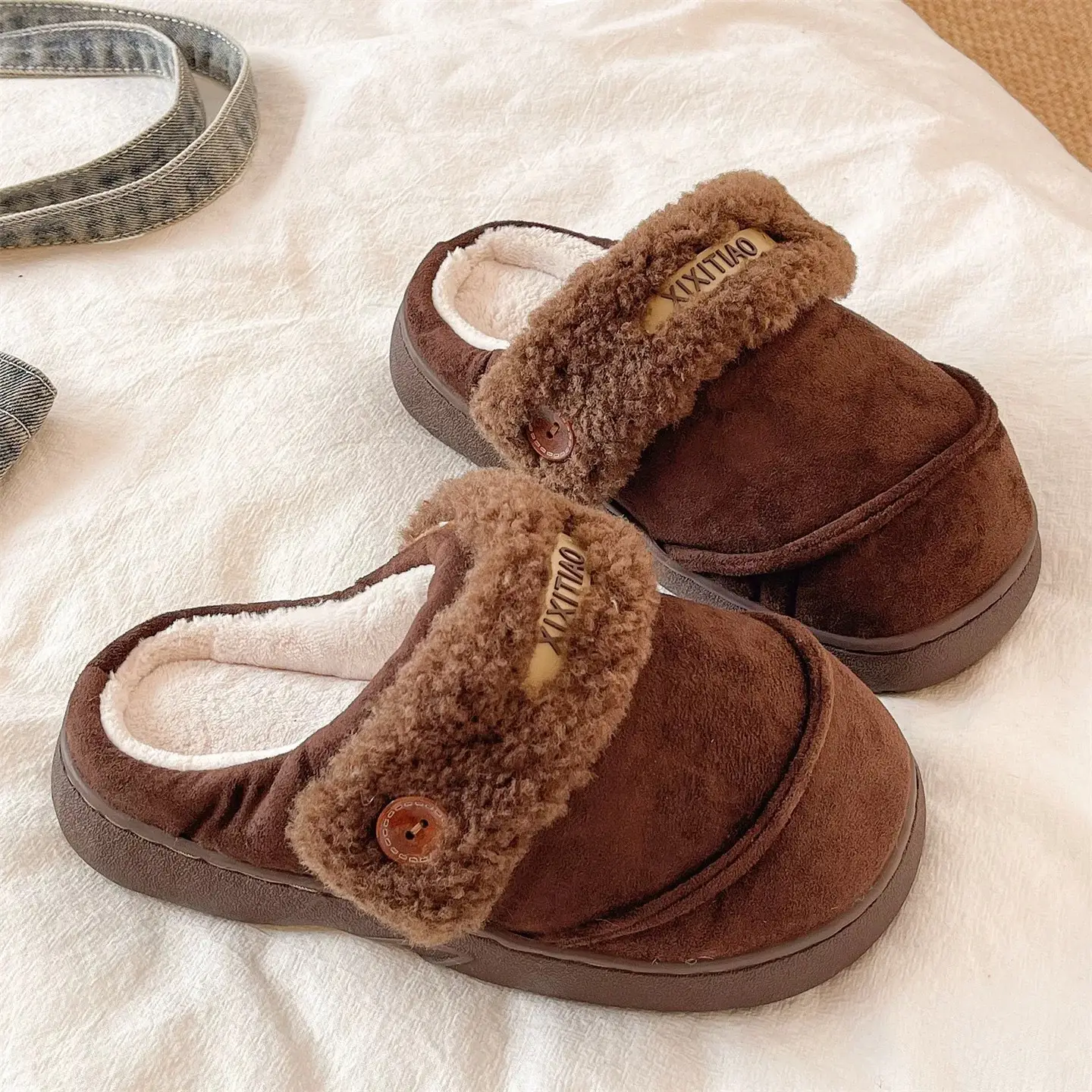 Women Winter Furry Slippers Brown Cross-Border - Image 6