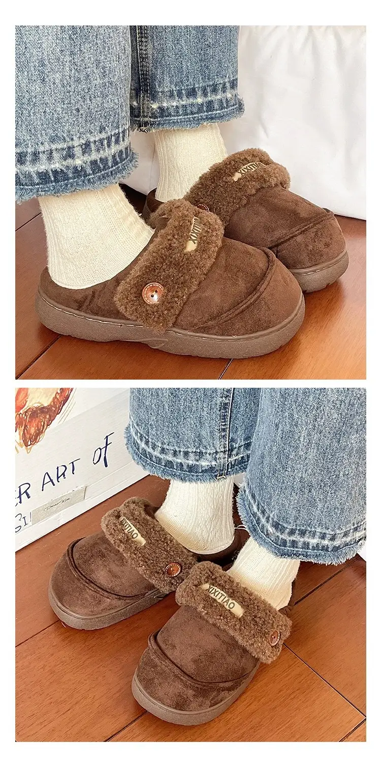 Women Winter Furry Slippers Brown Cross-Border — feature 12