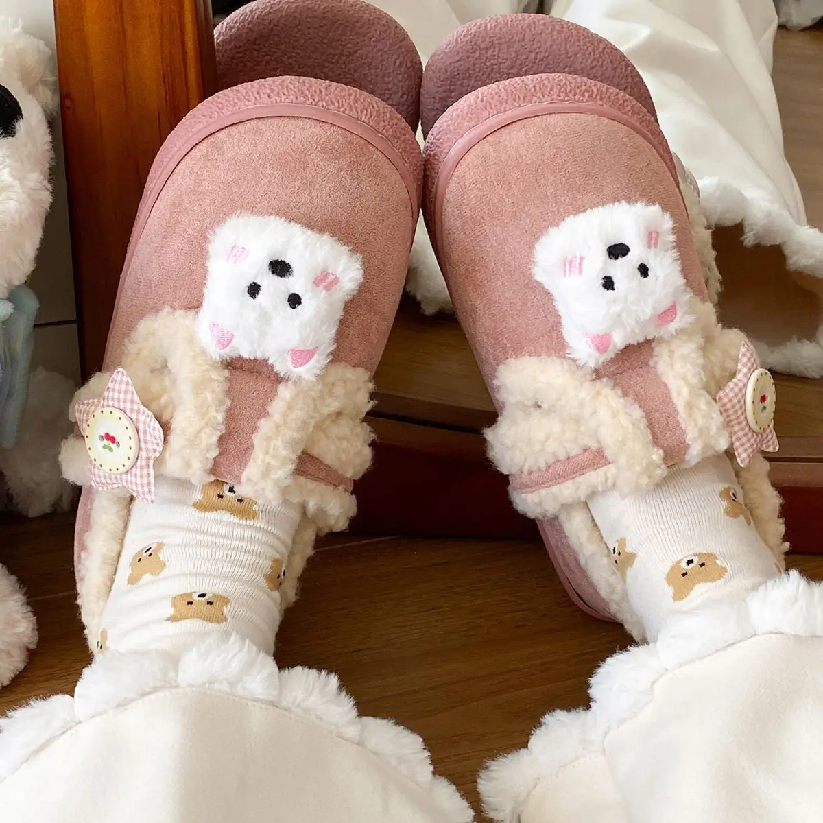Autumn & Winter Star Heart Slip-On Shoes for Girls — feature 31
