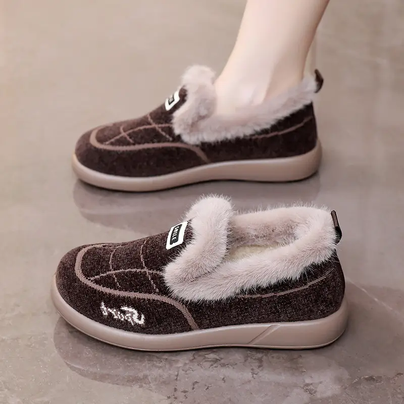 Women's Winter New Cotton Shoes Versatile Slip-On Warm Home Cotton Shoes with Soft Soles Comfortable Women's Shoes - Image 5