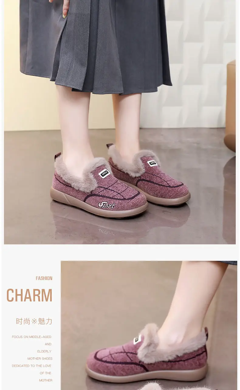 Women's Winter New Cotton Shoes Versatile Slip-On Warm Home Cotton Shoes with Soft Soles Comfortable Women's Shoes — feature 15