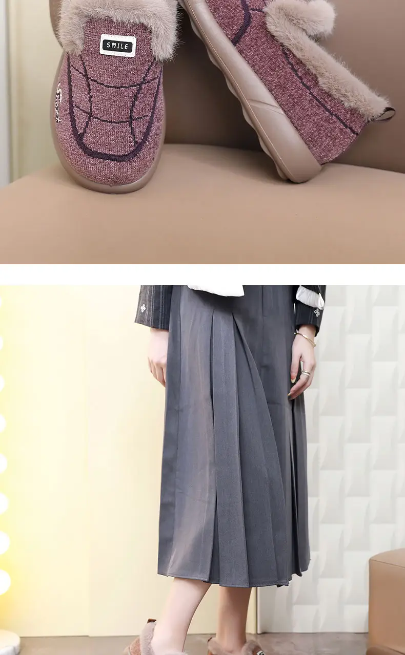 Women's Winter New Cotton Shoes Versatile Slip-On Warm Home Cotton Shoes with Soft Soles Comfortable Women's Shoes — feature 18