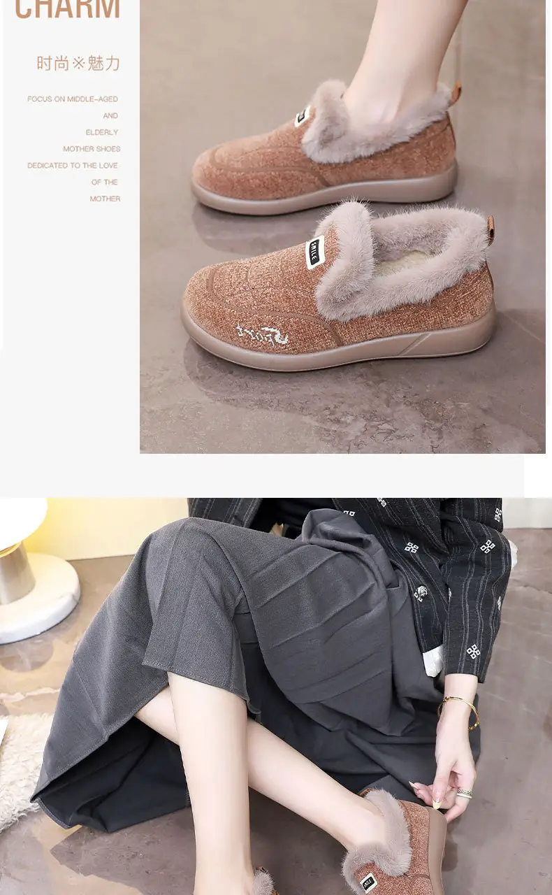 Women's Winter New Cotton Shoes Versatile Slip-On Warm Home Cotton Shoes with Soft Soles Comfortable Women's Shoes — feature 20