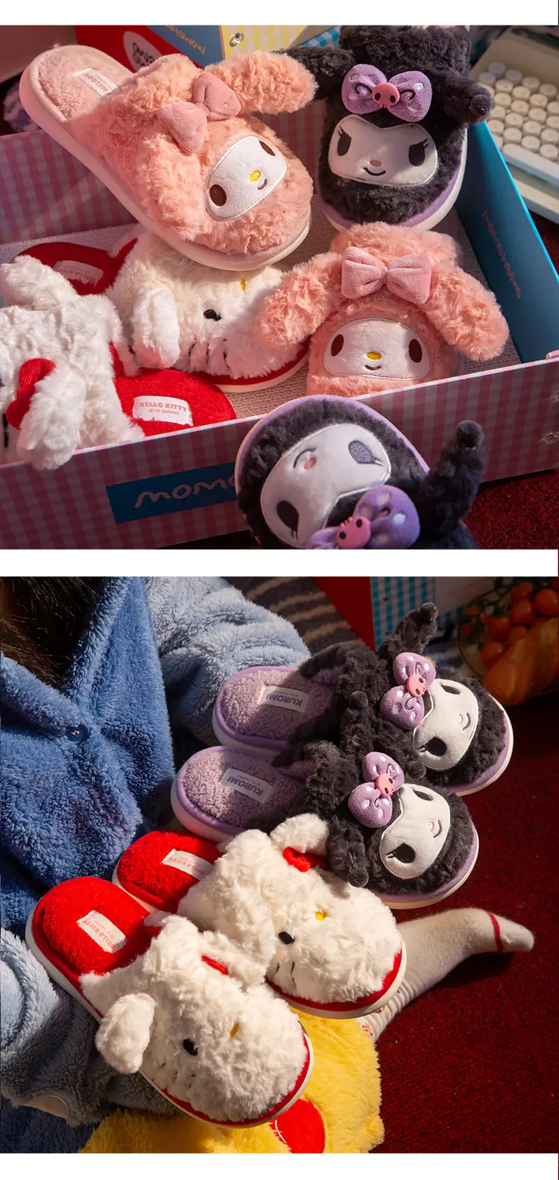 Hello Kitty Kidsren's Cotton Slippers 2025 New Autumn and Winter Girls Home Indoor Warm Plush Sanrio Slippers — feature 5