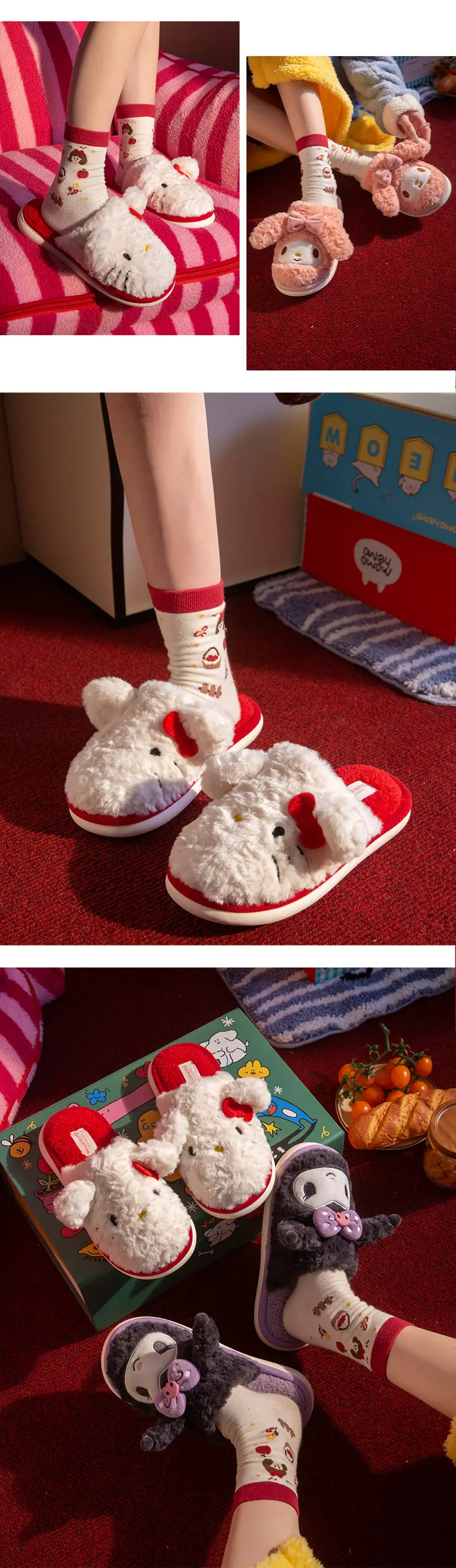 Hello Kitty Kidsren's Cotton Slippers 2025 New Autumn and Winter Girls Home Indoor Warm Plush Sanrio Slippers — feature 7