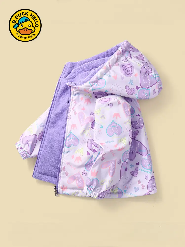 2026 Little Yellow Duck Children's Spring Jacket Reversible Fleece Autumn/Winter Boys and Girls Fleece Zip-Up Jacket - Image 6