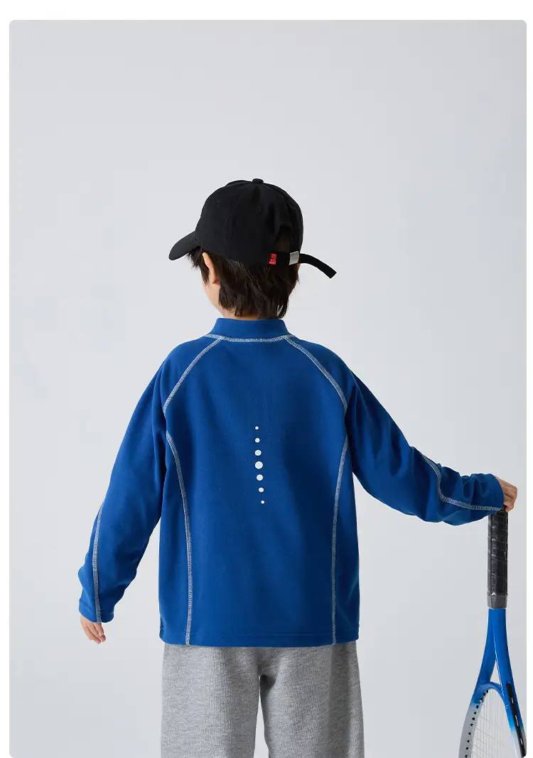 Blue Thermal Velvet Long Sleeve T-Shirt for Boys 2026 Winter — feature 12