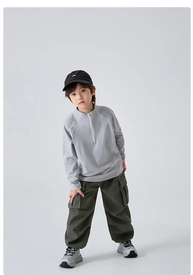 Blue Thermal Velvet Long Sleeve T-Shirt for Boys 2026 Winter — feature 16