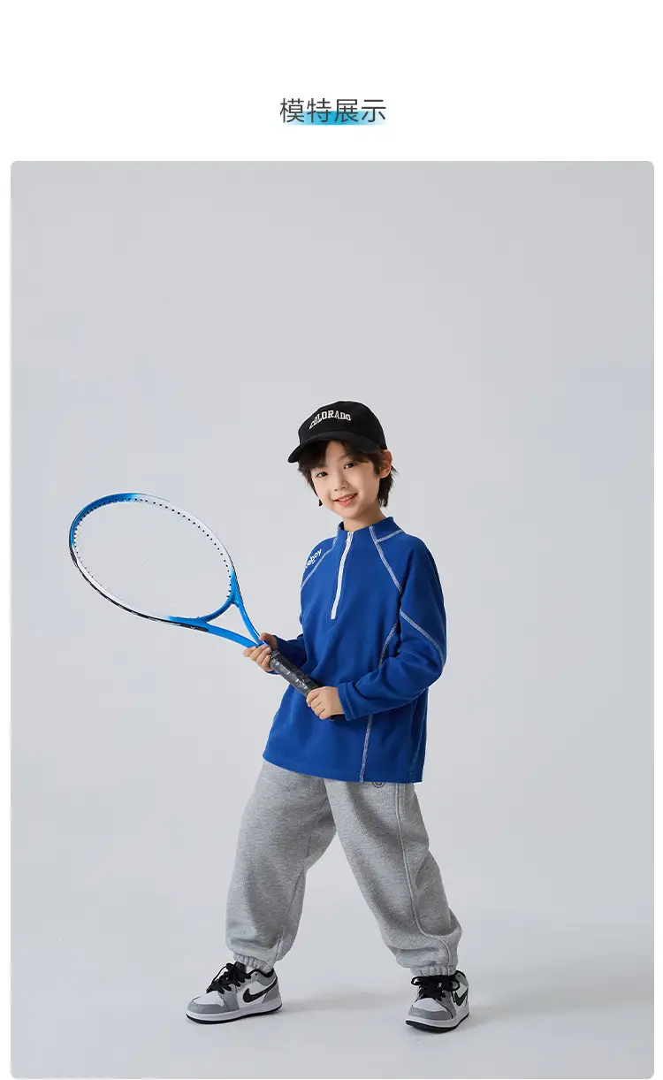 Blue Thermal Velvet Long Sleeve T-Shirt for Boys 2026 Winter — feature 8