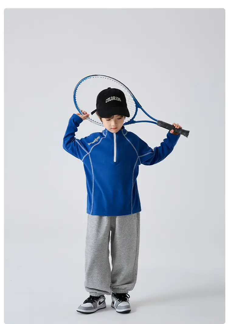 Blue Thermal Velvet Long Sleeve T-Shirt for Boys 2026 Winter — feature 9