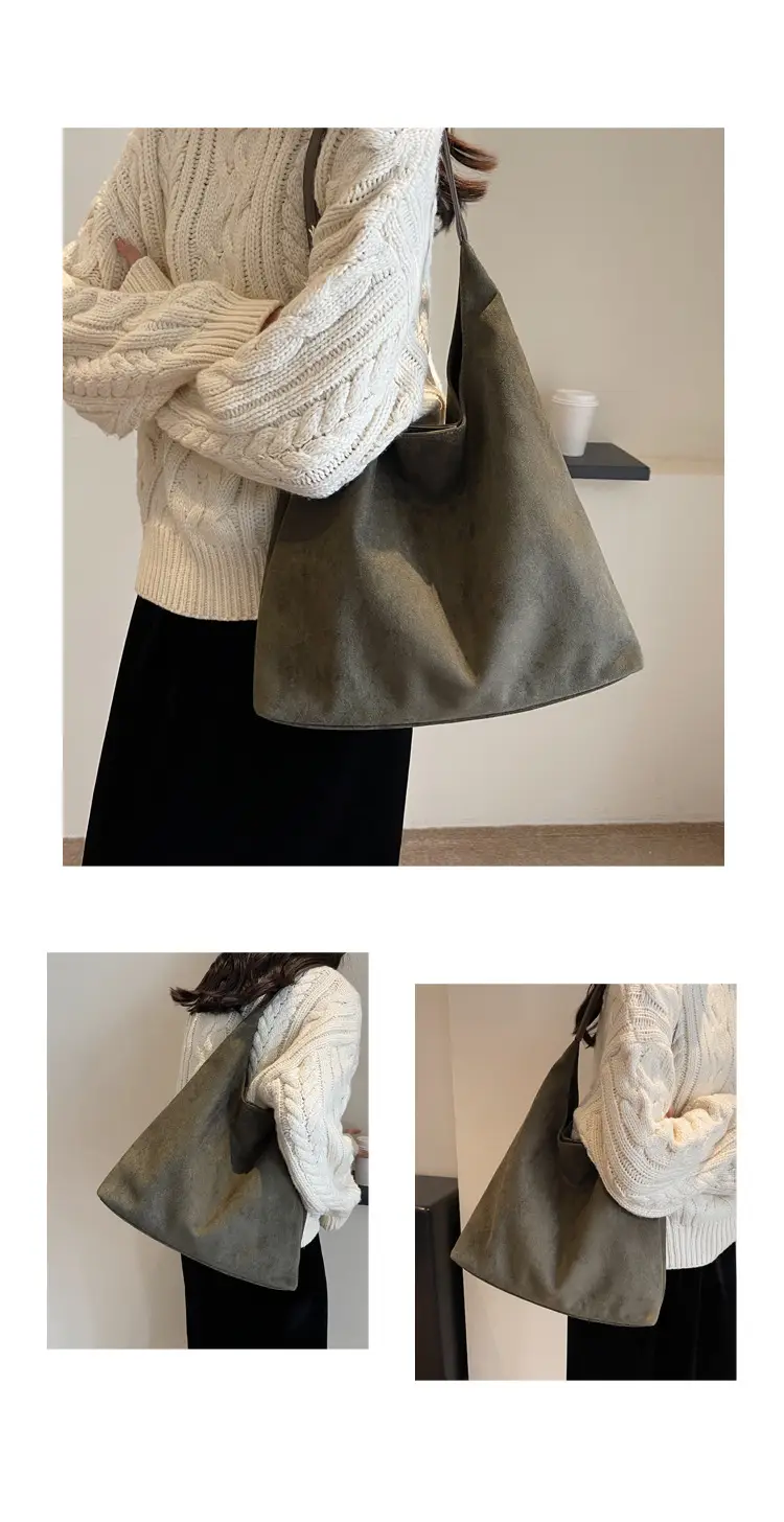 Cross-Border Retro Suede Shoulder Bag Large Capacity Women — feature 13