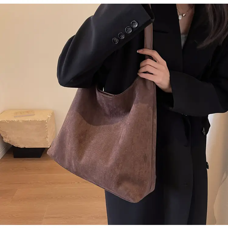 Cross-Border Retro Suede Shoulder Bag Large Capacity Women — feature 17