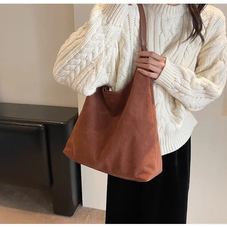 Cross-Border Retro Suede Shoulder Bag Large Capacity Women — feature 32