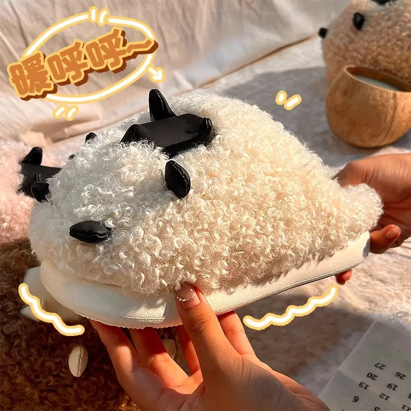 Cute Cotton Slippers for Women Autumn and Winter 2025 New Indoor Home Cartoon Lamb Warm Plus Plush Cotton Slippers - Image 11