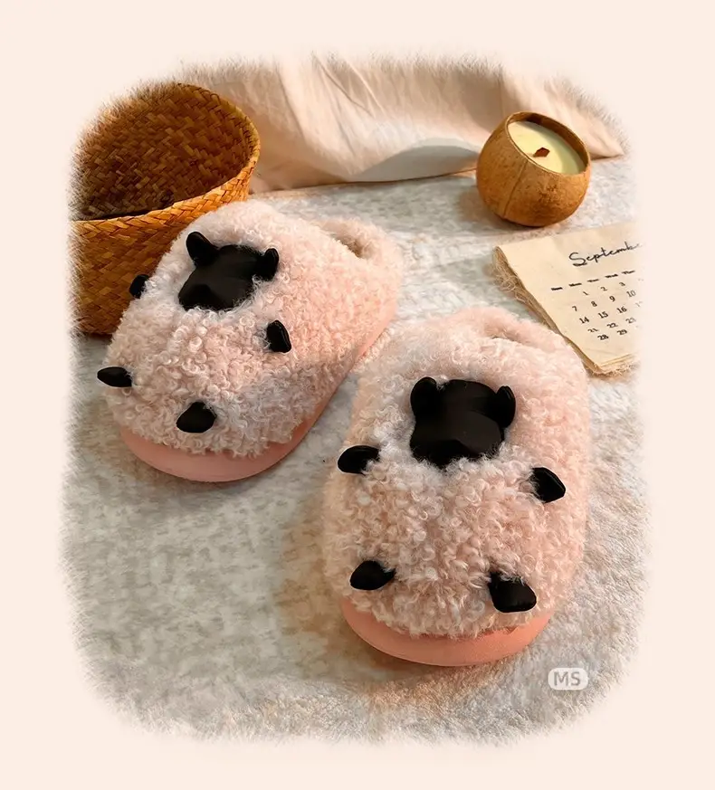 Cute Cotton Slippers for Women Autumn and Winter 2025 New Indoor Home Cartoon Lamb Warm Plus Plush Cotton Slippers — feature 4