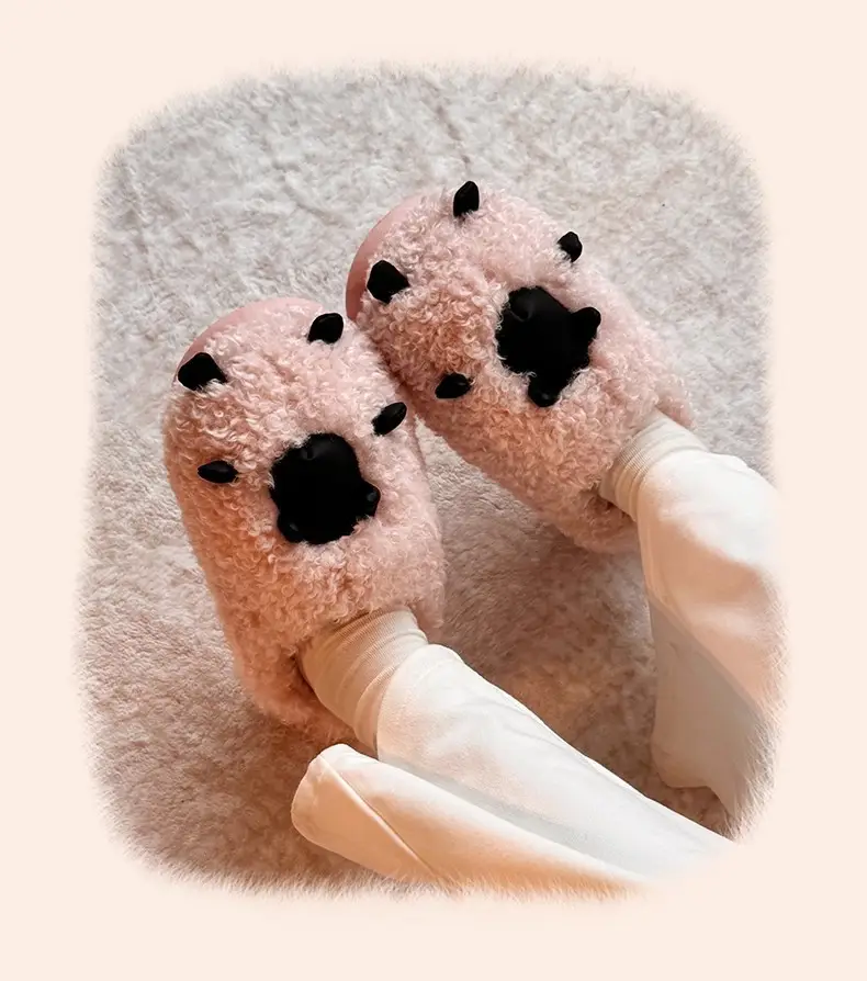 Cute Cotton Slippers for Women Autumn and Winter 2025 New Indoor Home Cartoon Lamb Warm Plus Plush Cotton Slippers — feature 5