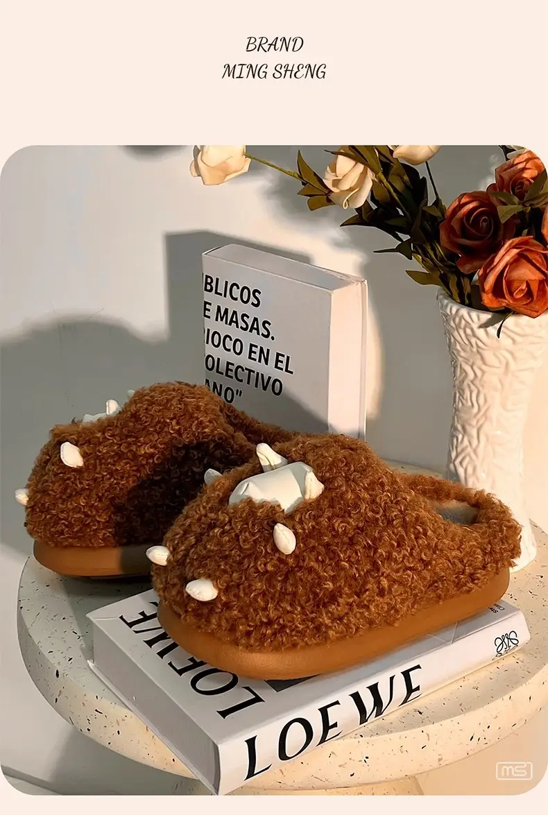 Cute Cotton Slippers for Women Autumn and Winter 2025 New Indoor Home Cartoon Lamb Warm Plus Plush Cotton Slippers — feature 6