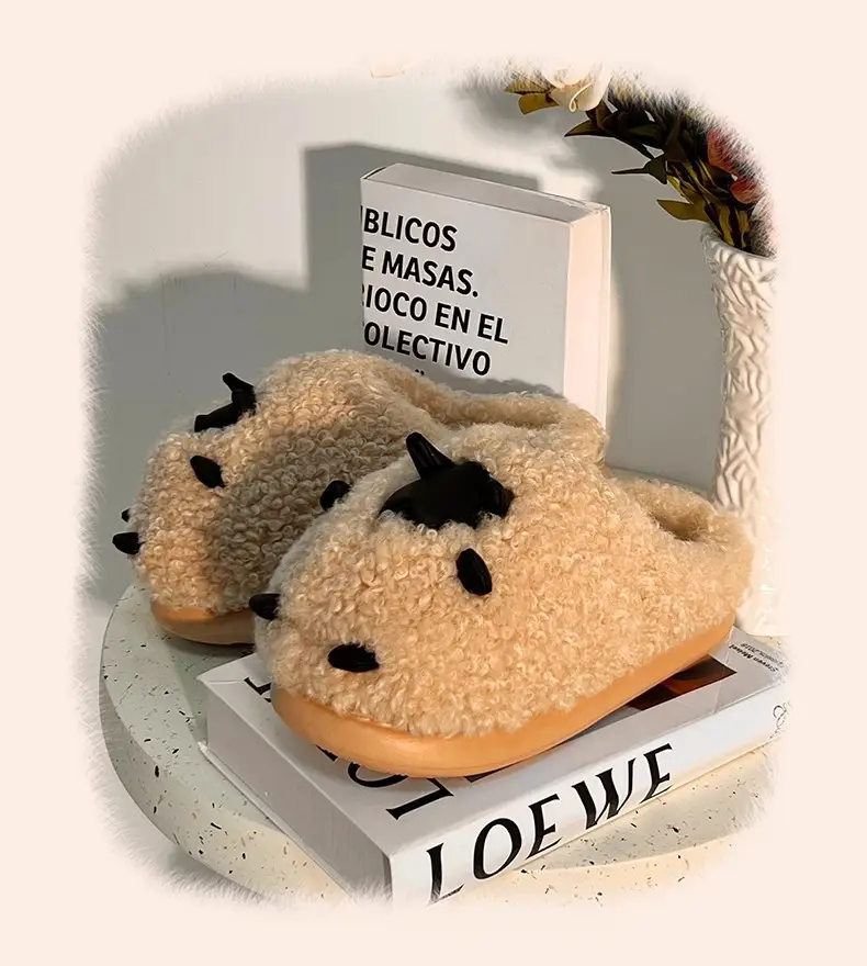 Cute Cotton Slippers for Women Autumn and Winter 2025 New Indoor Home Cartoon Lamb Warm Plus Plush Cotton Slippers — feature 8