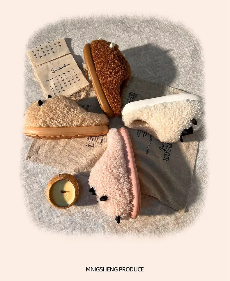 Cute Cotton Slippers for Women Autumn and Winter 2025 New Indoor Home Cartoon Lamb Warm Plus Plush Cotton Slippers — feature 9