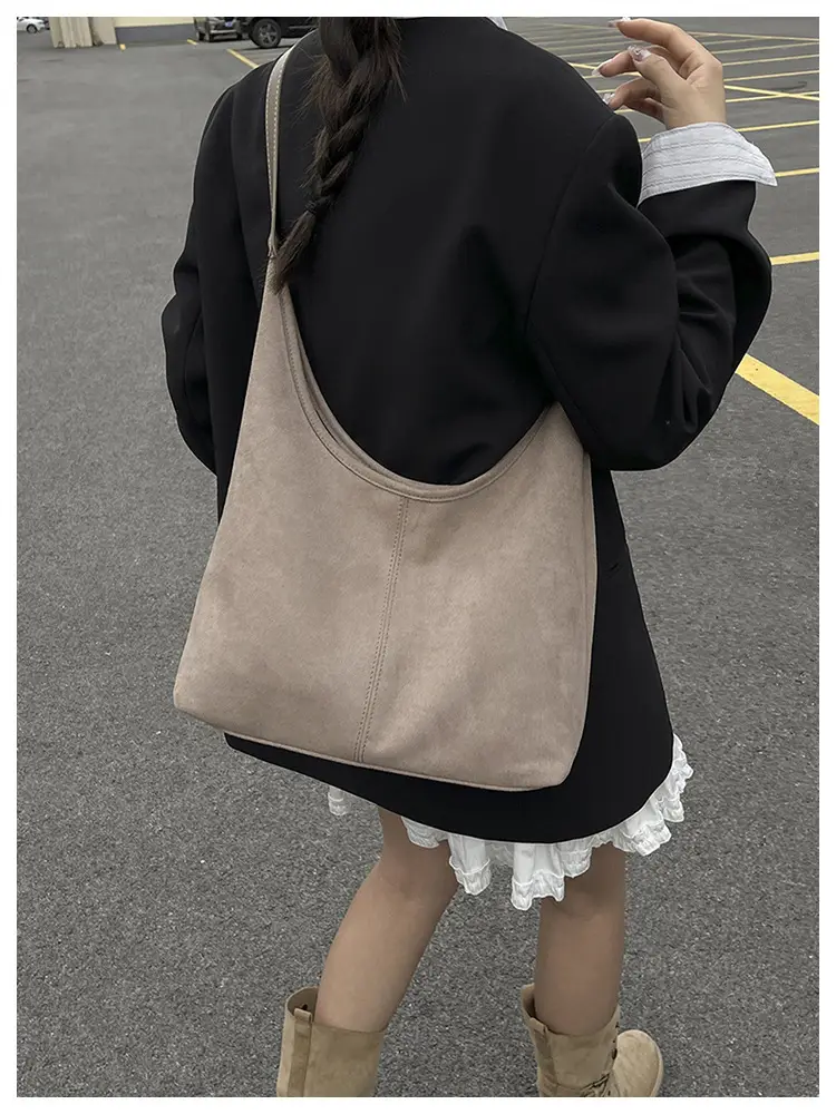 2025 Textured Brown Shoulder Bag Large Capacity — feature 12