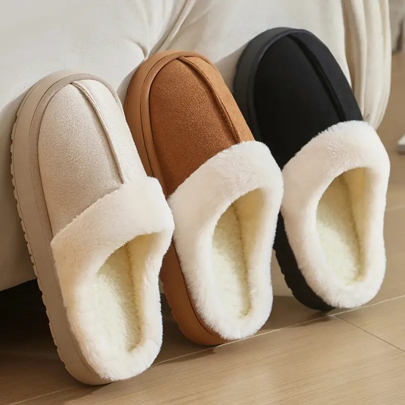 2026 New Cotton Slippers for Women, Indoor Home Use, Non-Slip Thick-Soled Winter Plush Slippers for Outdoor Wear, Warm Plush Slippers for Men