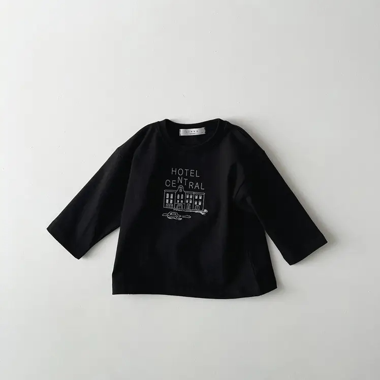 Kids Korean Style Cotton Letter Tops Black White — feature 7