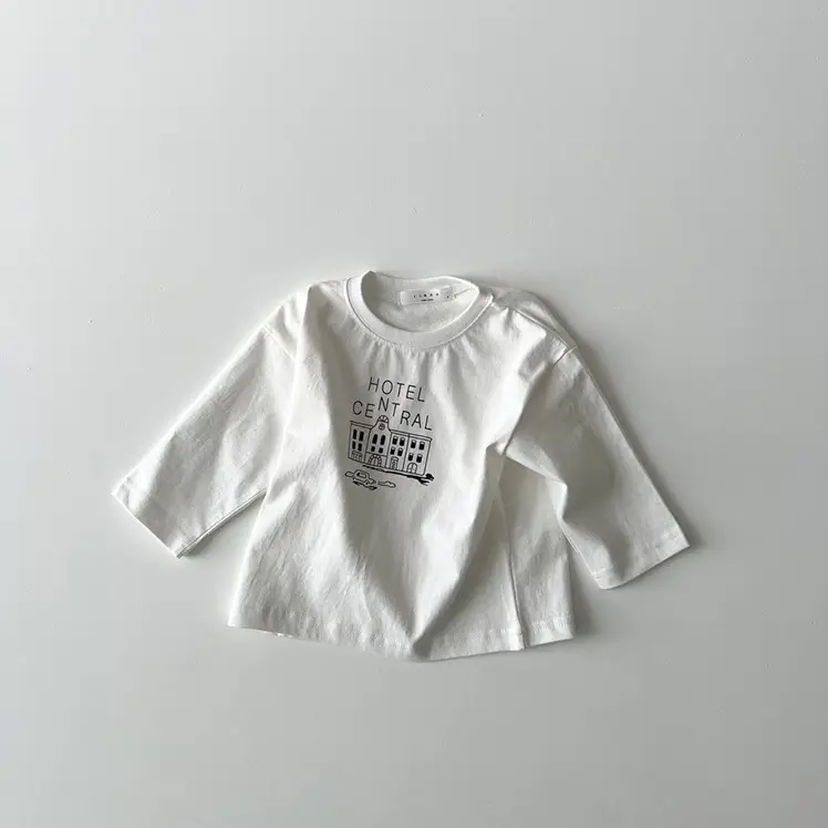 Kids Korean Style Cotton Letter Tops Black White - Image 2