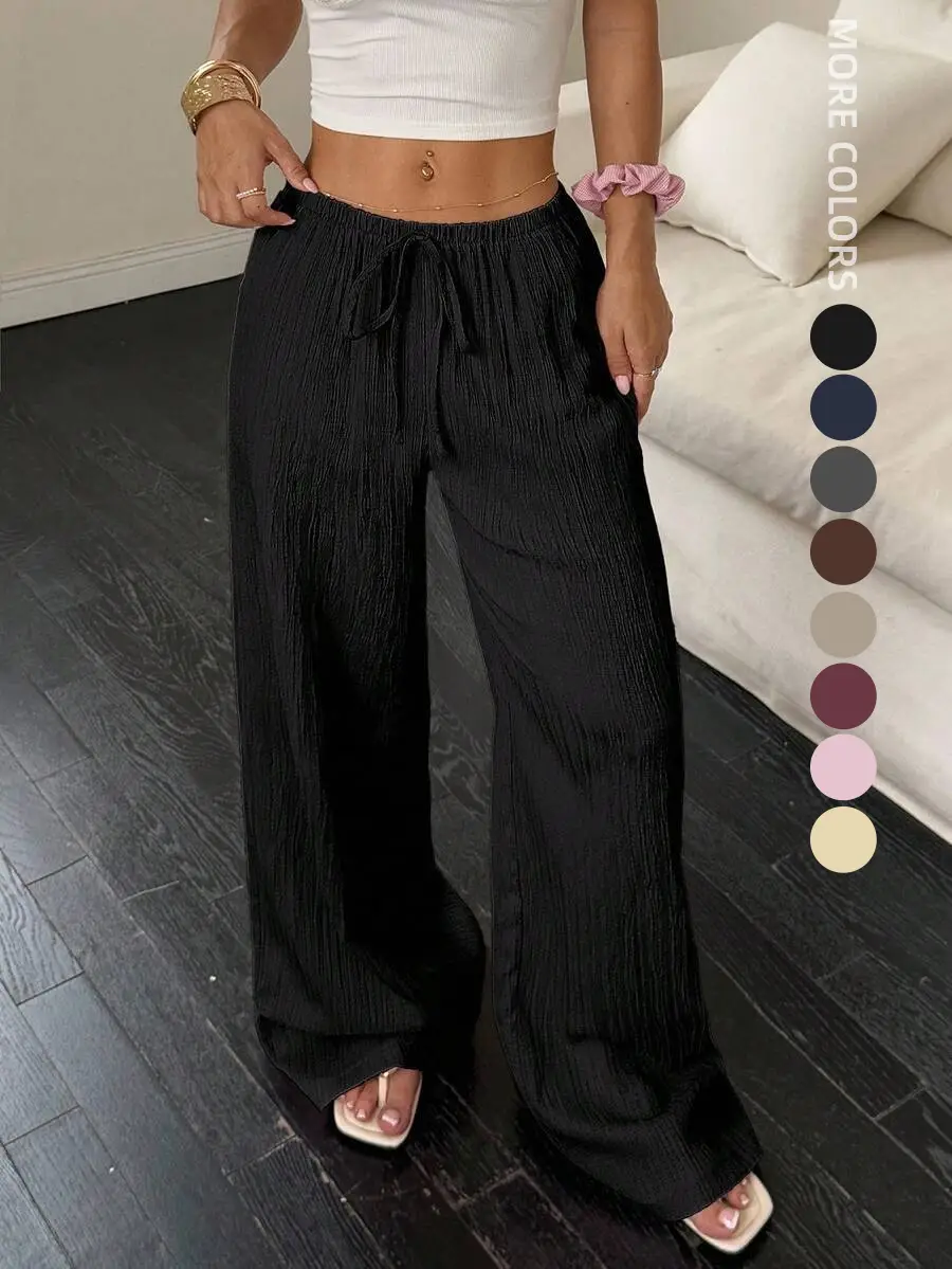 Maroon Wide Leg Pants for Women 2025 Autumn
