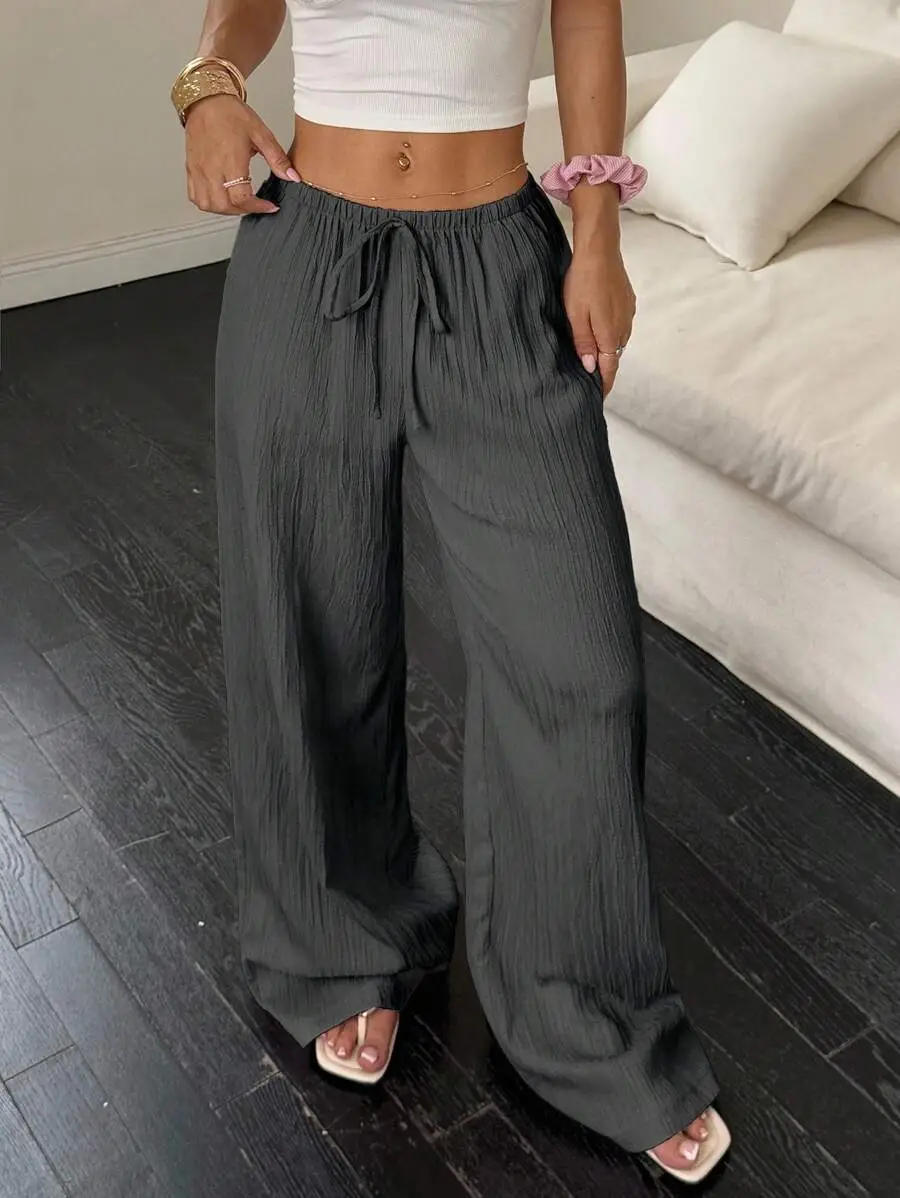 Maroon Wide Leg Pants for Women 2025 Autumn