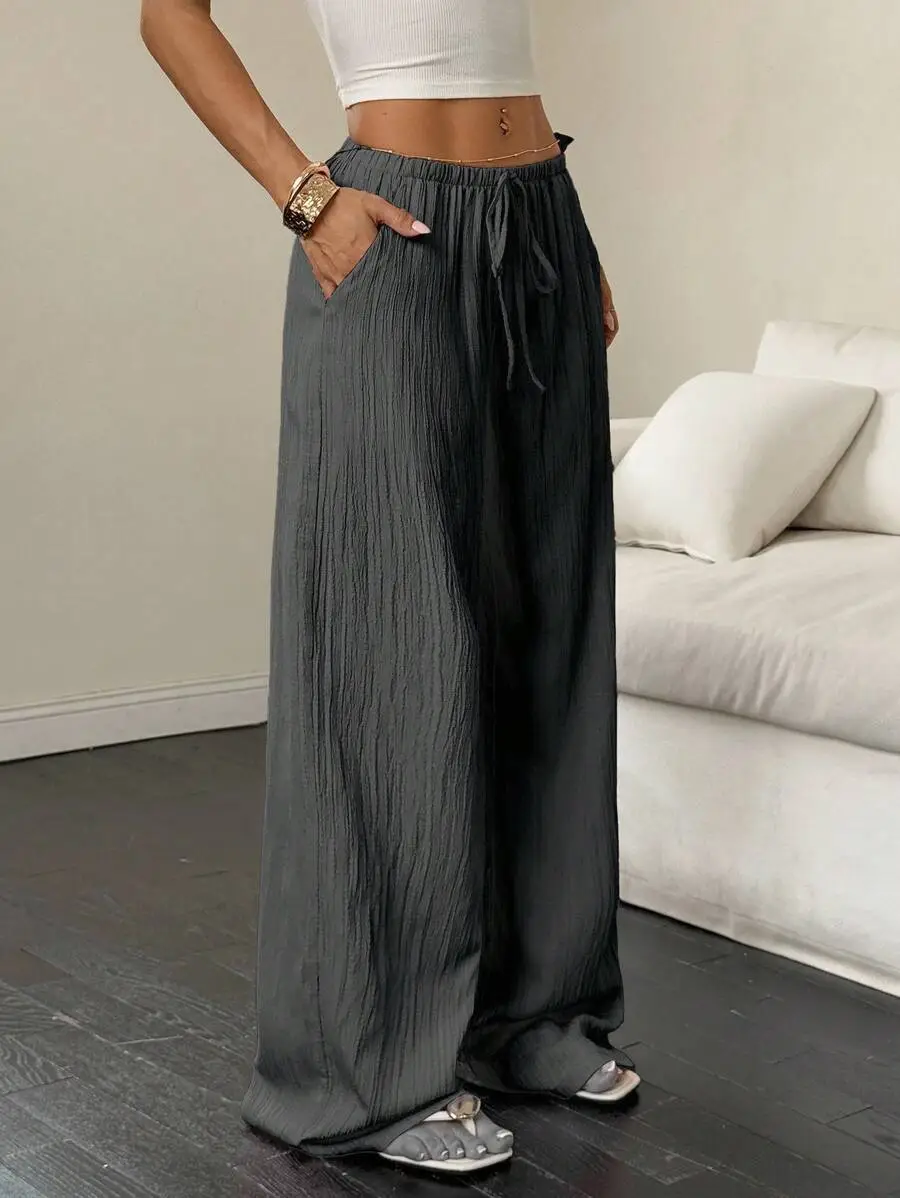 Maroon Wide Leg Pants for Women 2025 Autumn — feature 10