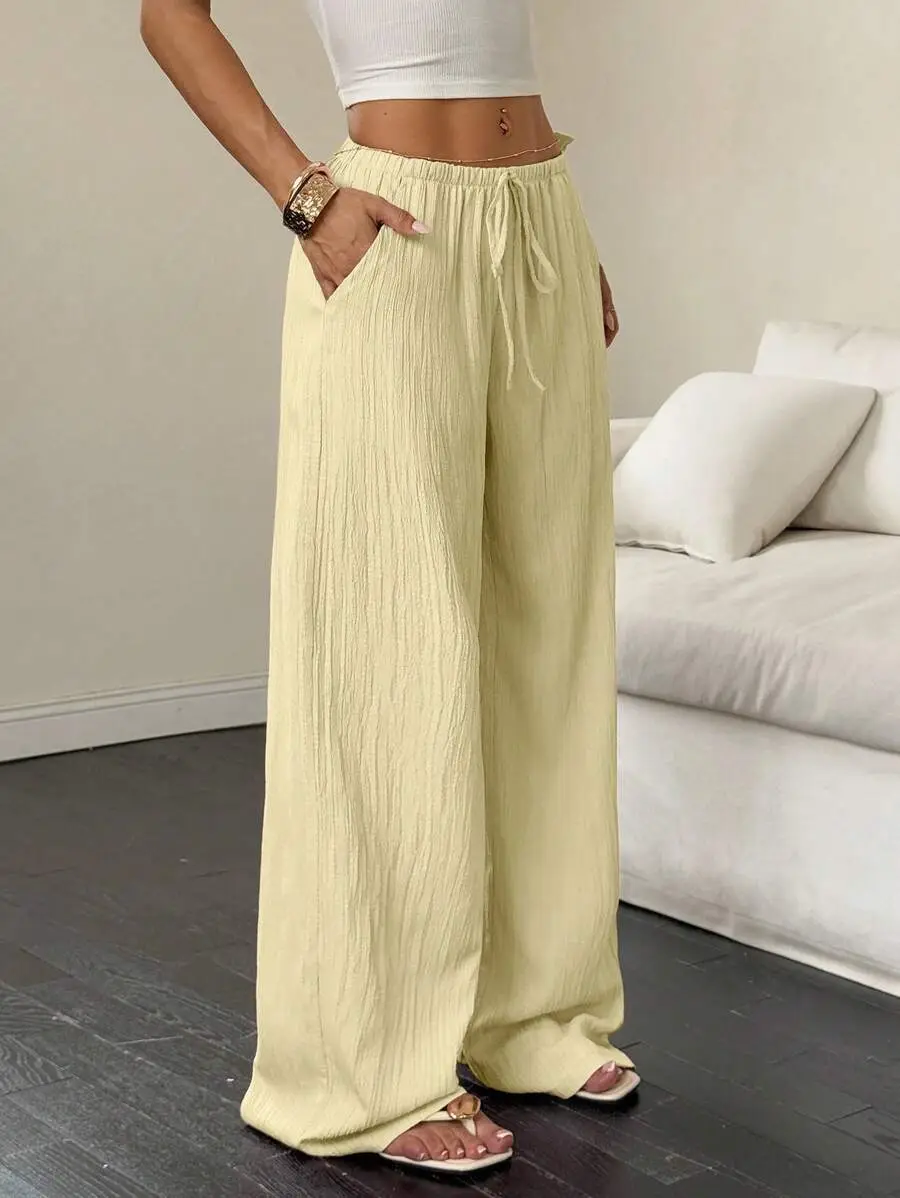 Maroon Wide Leg Pants for Women 2025 Autumn — feature 19
