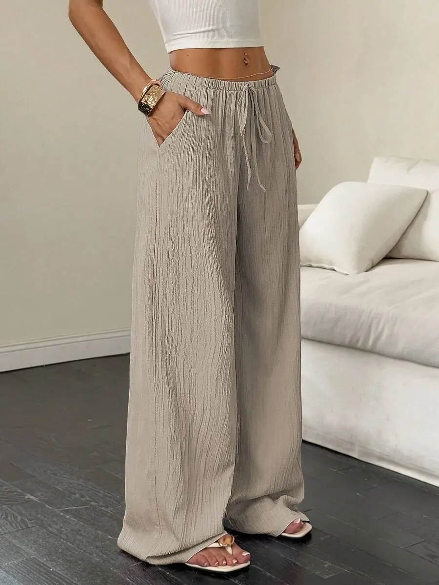 Maroon Wide Leg Pants for Women 2025 Autumn — feature 23