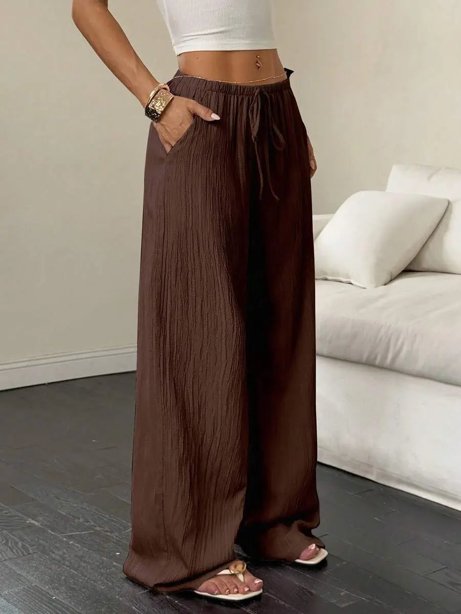 Maroon Wide Leg Pants for Women 2025 Autumn — feature 27