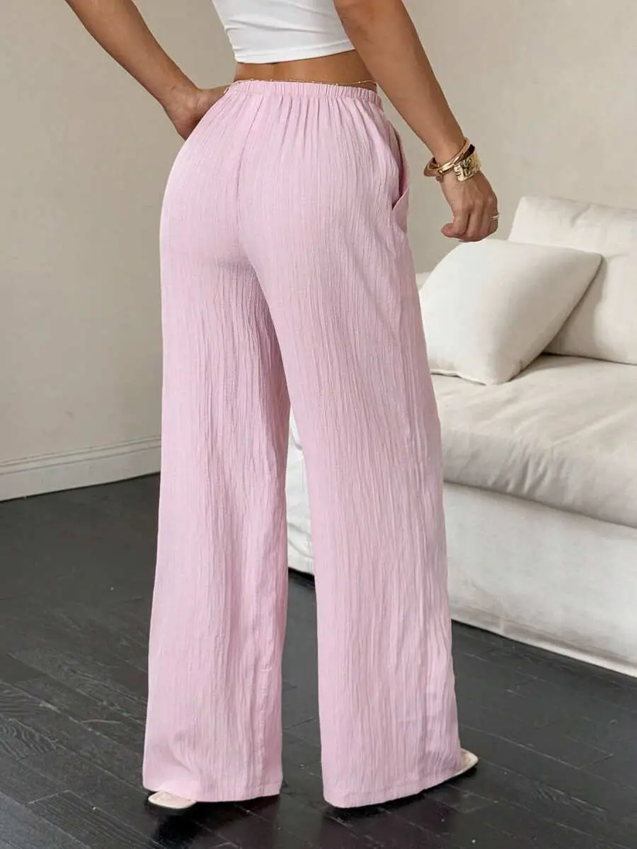 Maroon Wide Leg Pants for Women 2025 Autumn — feature 3
