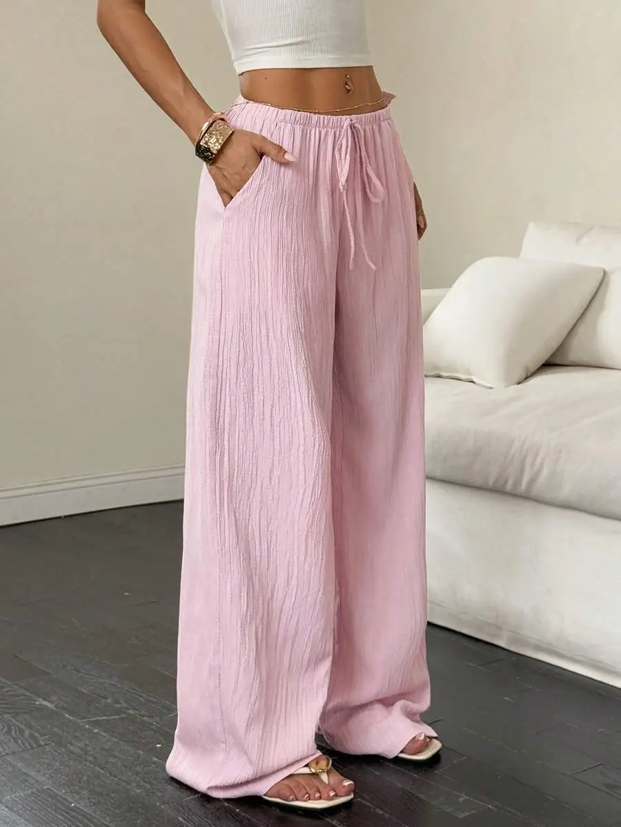 Maroon Wide Leg Pants for Women 2025 Autumn — feature 4