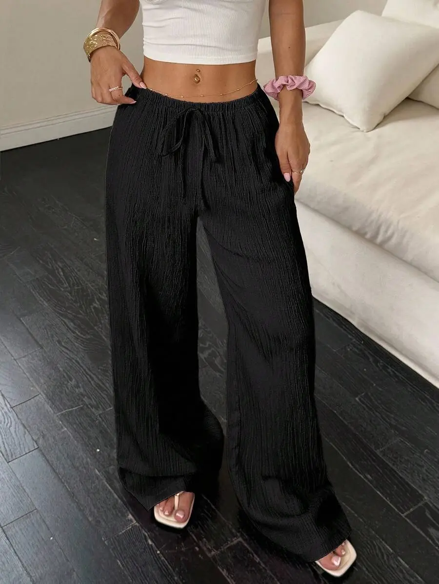 Maroon Wide Leg Pants for Women 2025 Autumn — feature 6