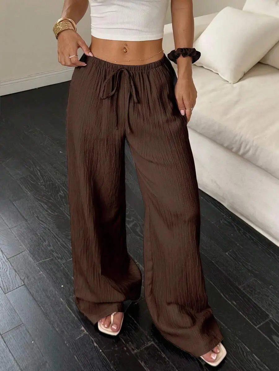 Maroon Wide Leg Pants for Women 2025 Autumn