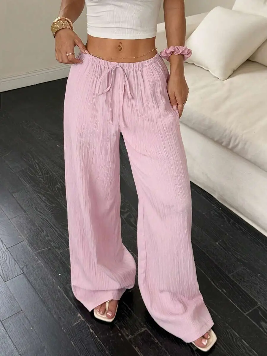 Maroon Wide Leg Pants for Women 2025 Autumn