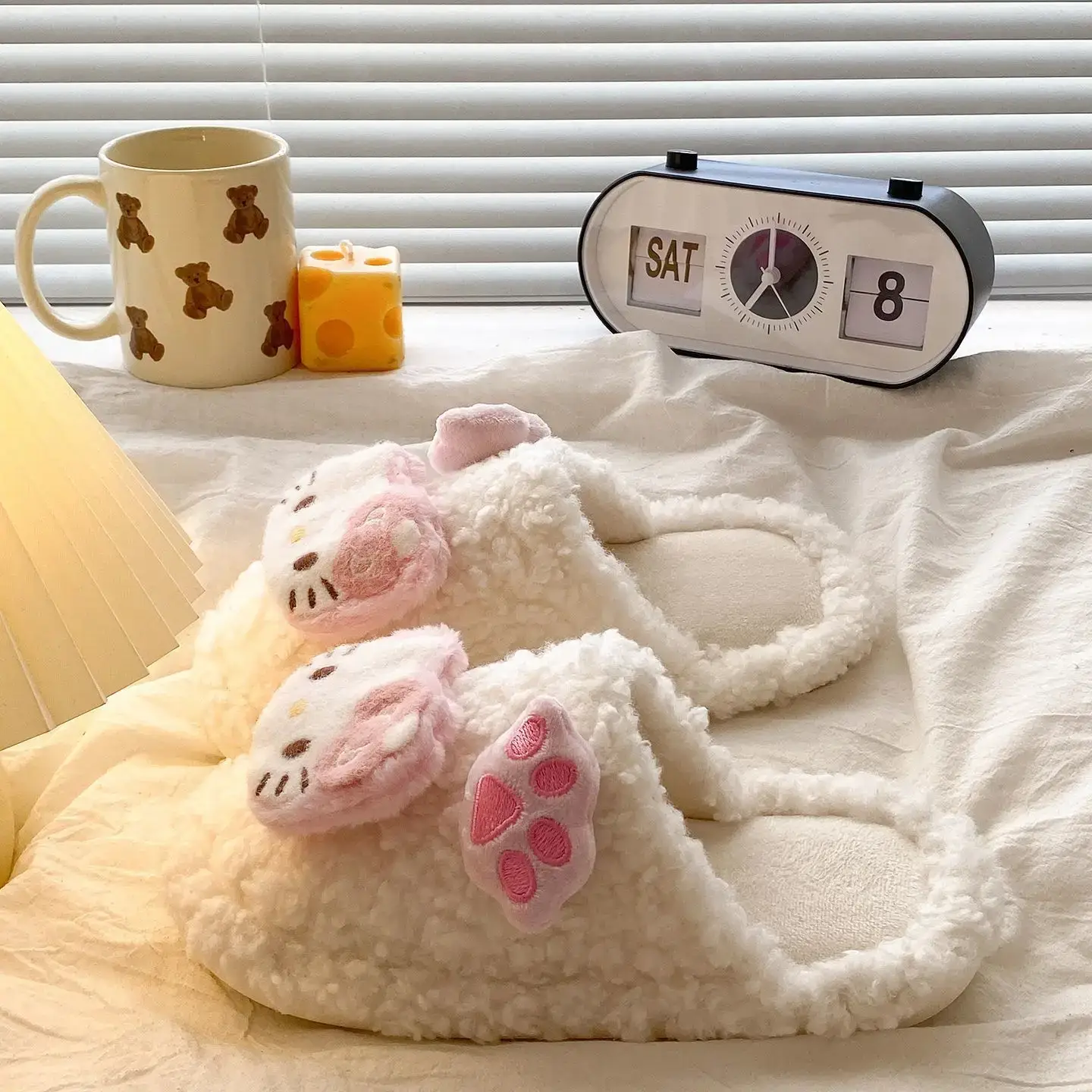 Cute Furry Cotton Slippers for Women Winter Warm