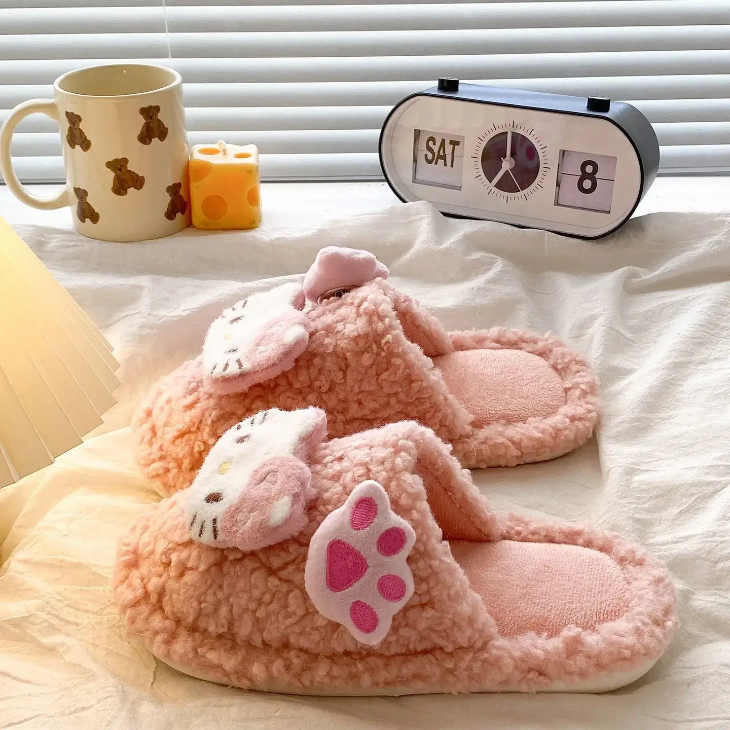 Cute Furry Cotton Slippers for Women Winter Warm