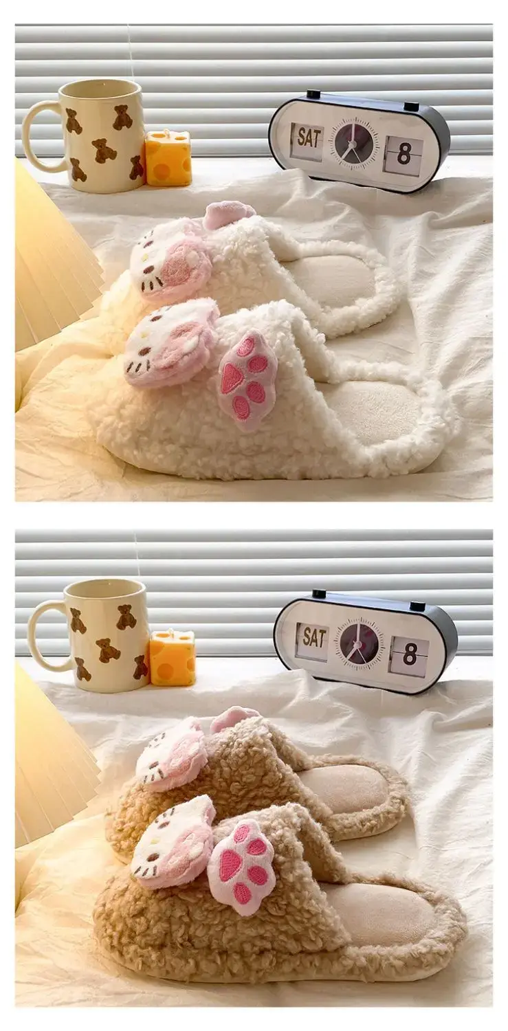 Cute Furry Cotton Slippers for Women Winter Warm — feature 18