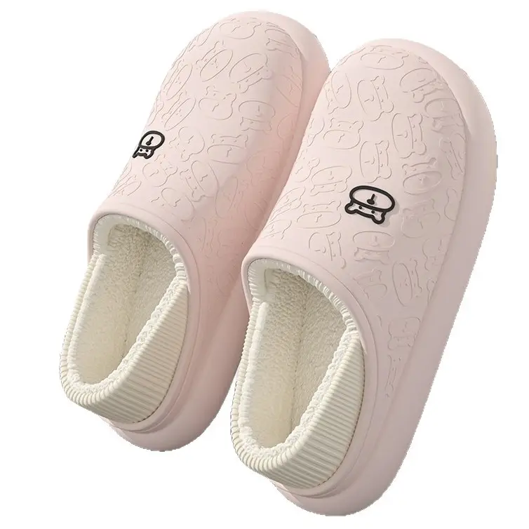 Non-Slip Eva Cotton Slippers with Cute Bear Design, Closed Heel, Fully Wrapped, Plush Warm Slippers for Winter, Cartoon Thick-Soled Maternity Shoes - Image 12