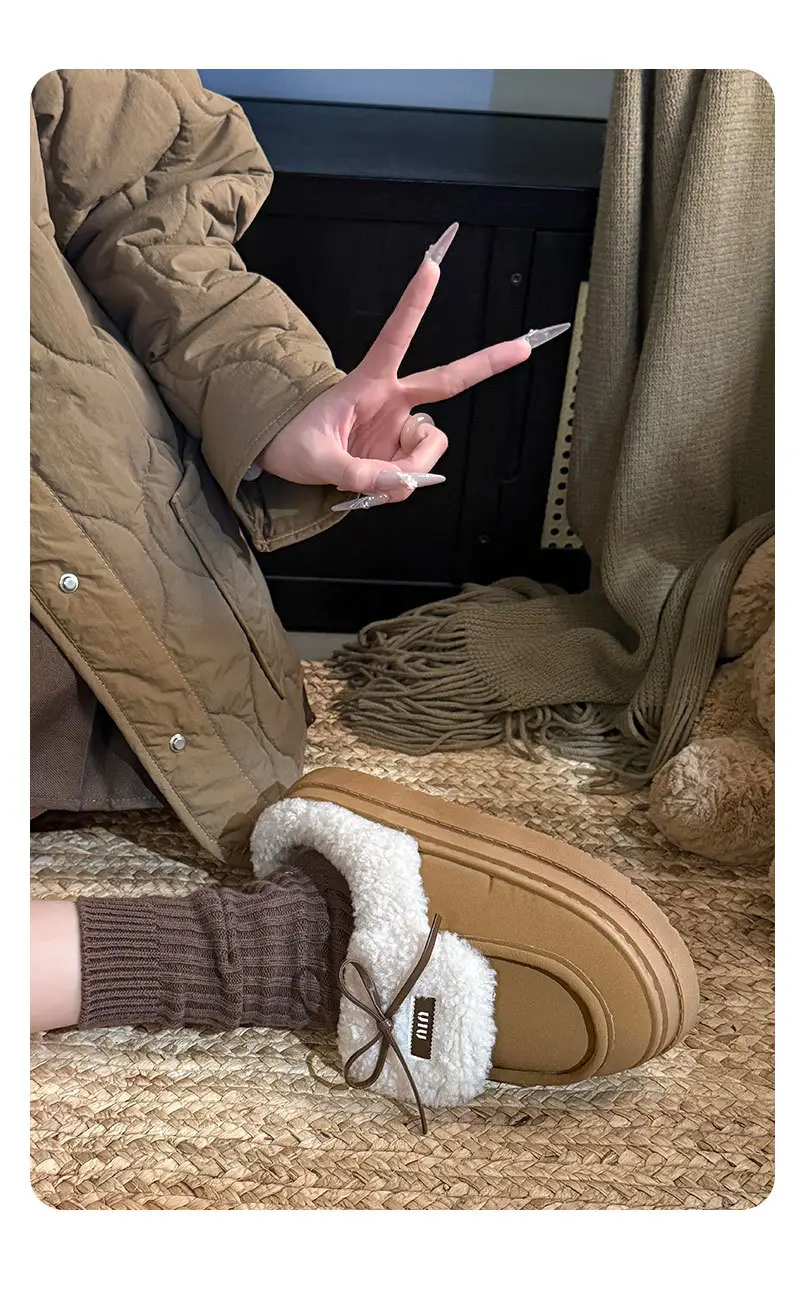 Women British Style Fleece Lined Loafers Winter Warm — feature 14