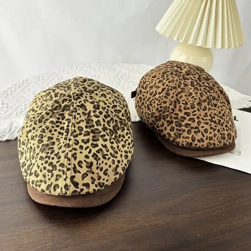 Women Leopard Print Forward Cap Autumn Winter - Image 6